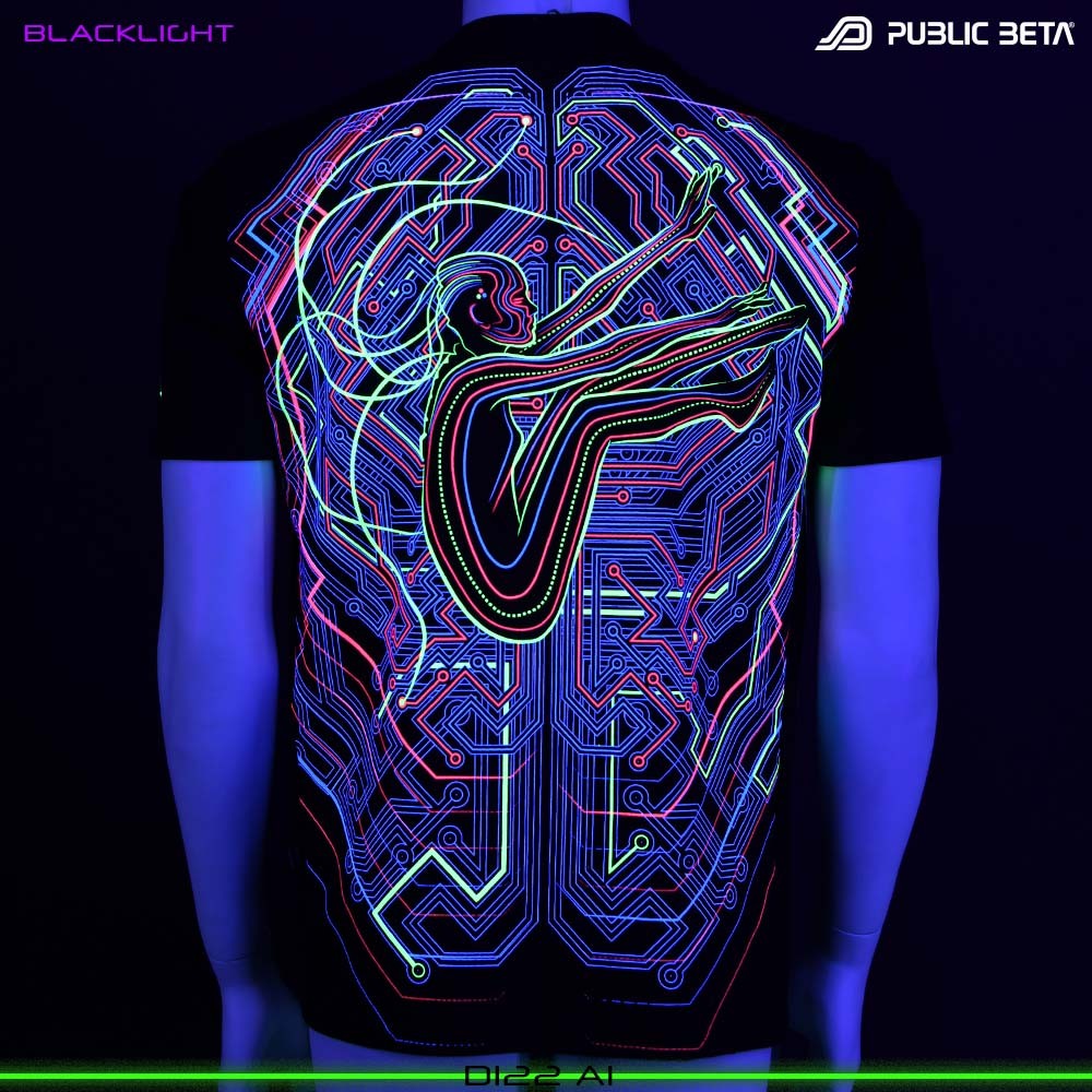 AI Blacklight T-Shirt Psytrance Art on clothing