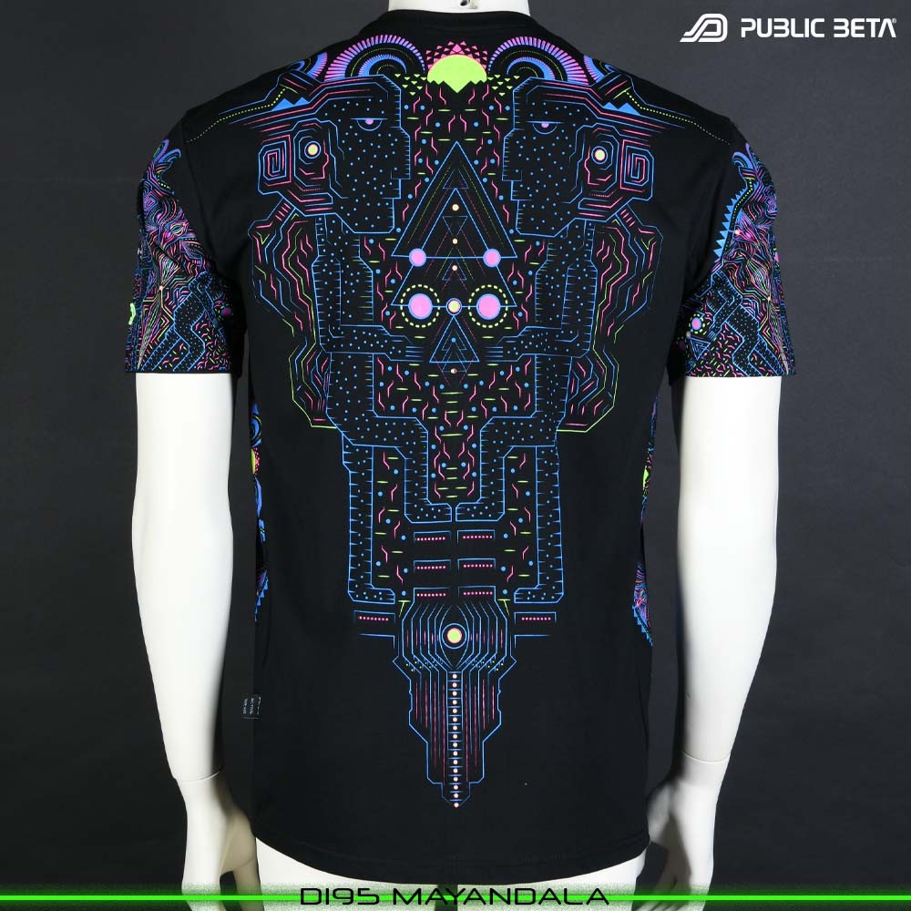 MayanDala Blacklight T-Shirt Psytrance Design on Clothing by Public Beta Wear