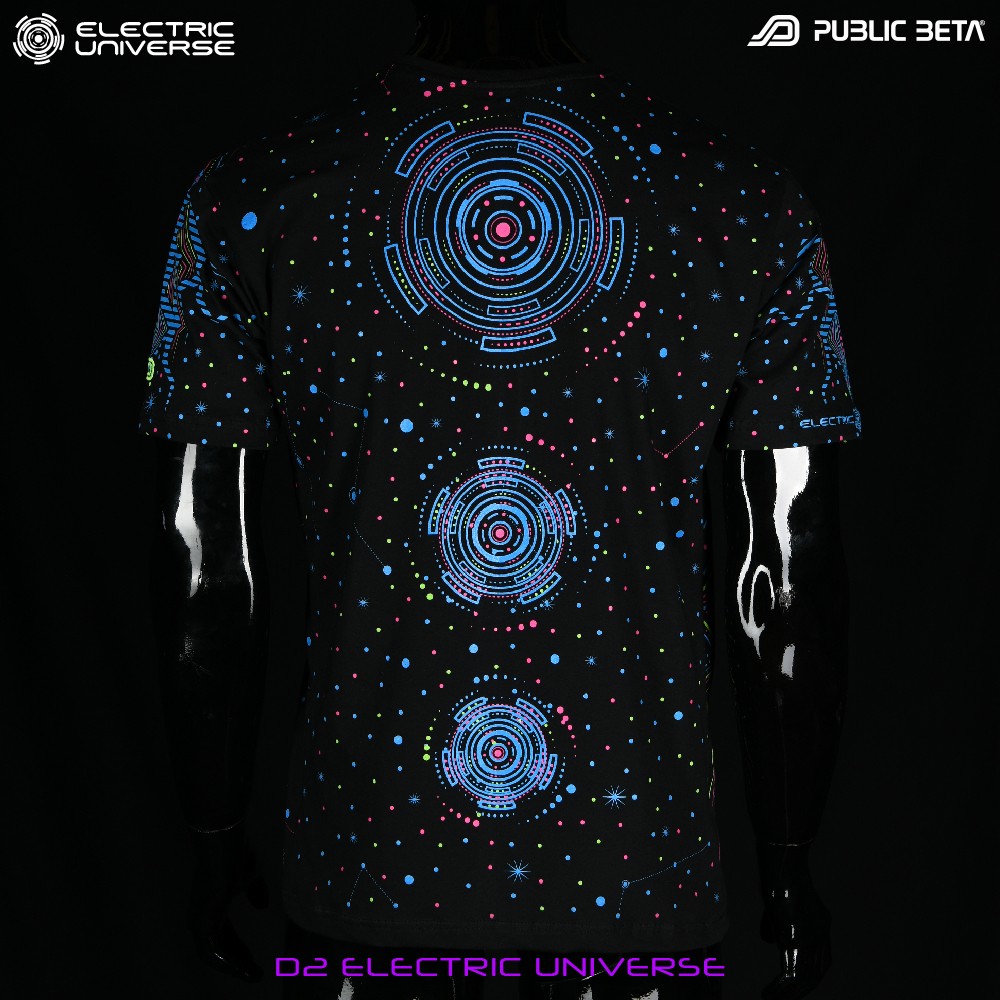 Public Beta Wear Collaboration with Electric Universe Blacklight T-Shirt Psytrance