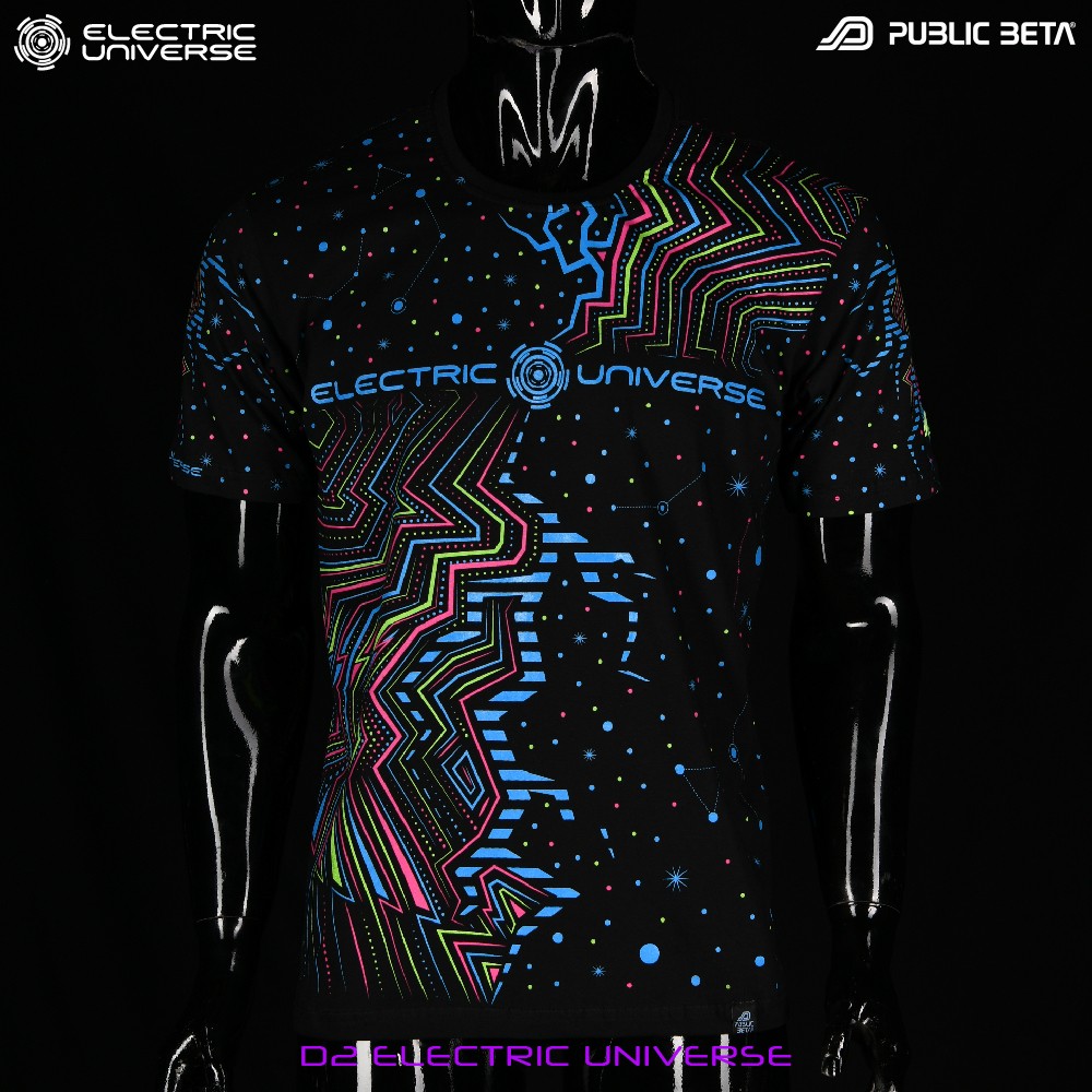 Public Beta Wear Collaboration with Electric Universe Blacklight T-Shirt Psytrance