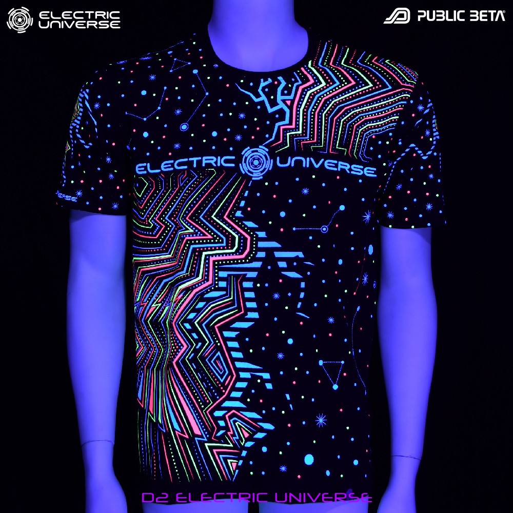Public Beta Wear Collaboration with Electric Universe Blacklight T-Shirt Psytrance