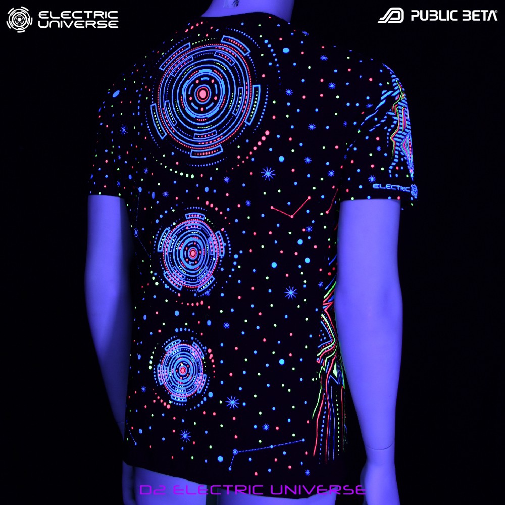 Public Beta Wear Collaboration with Electric Universe Blacklight T-Shirt Psytrance