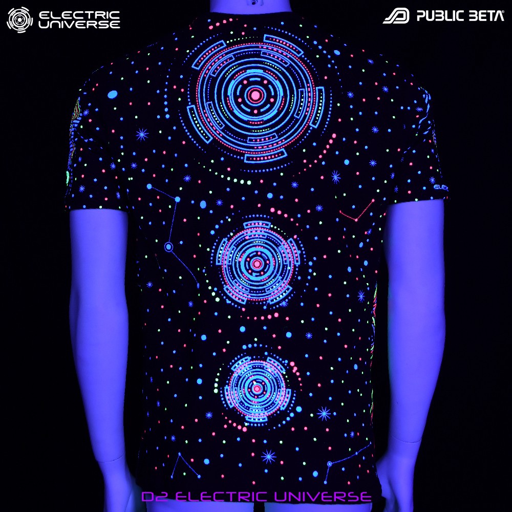 Public Beta Wear Collaboration with Electric Universe Blacklight T-Shirt Psytrance