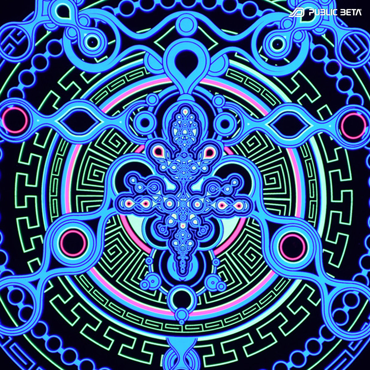 UV reactive psychedelic clothing design glowing under blacklight