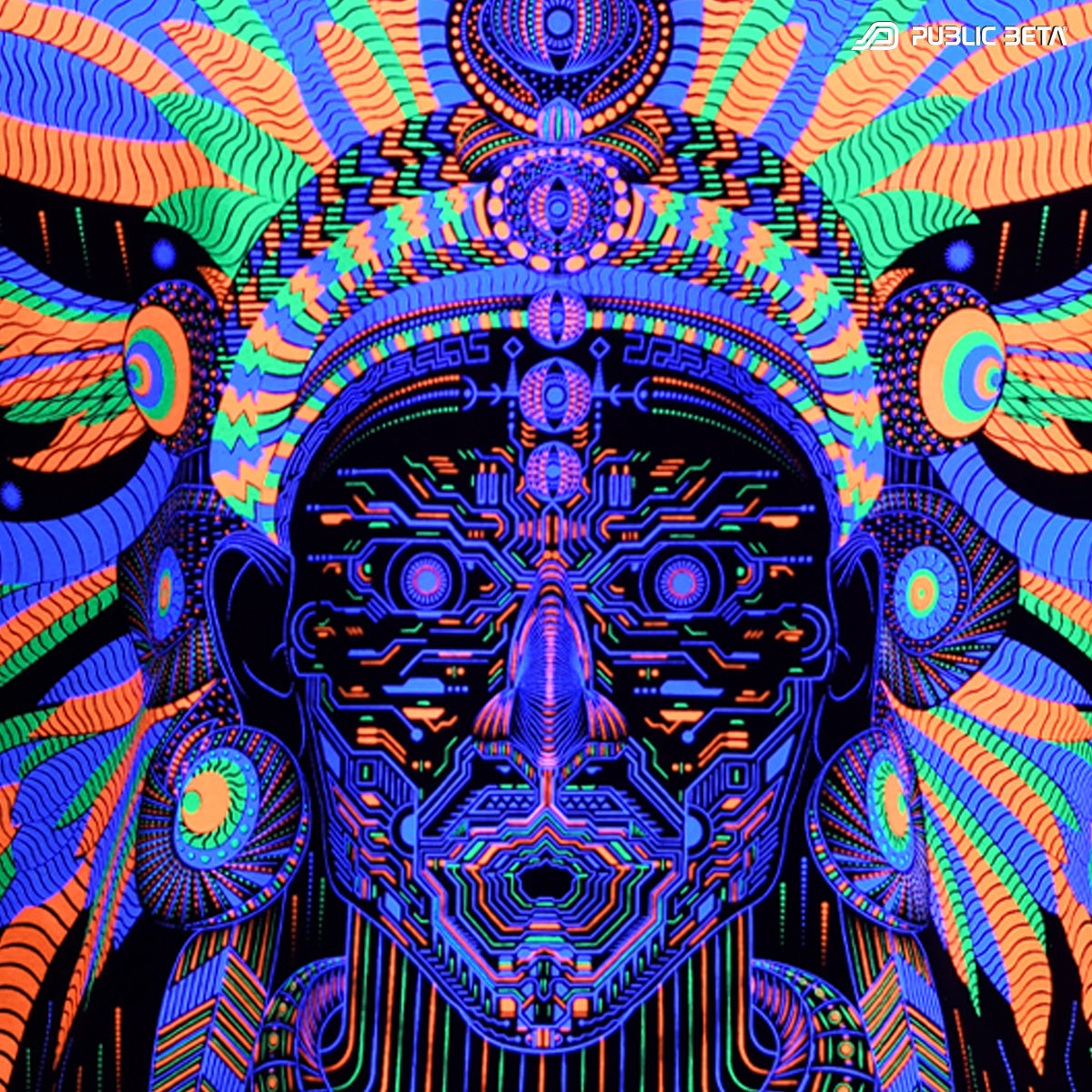 UV reactive visionary art print glowing under blacklight