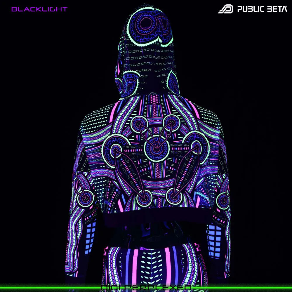 Perplexed D101 UV /Glow in Blacklight Hooded Mesh Top