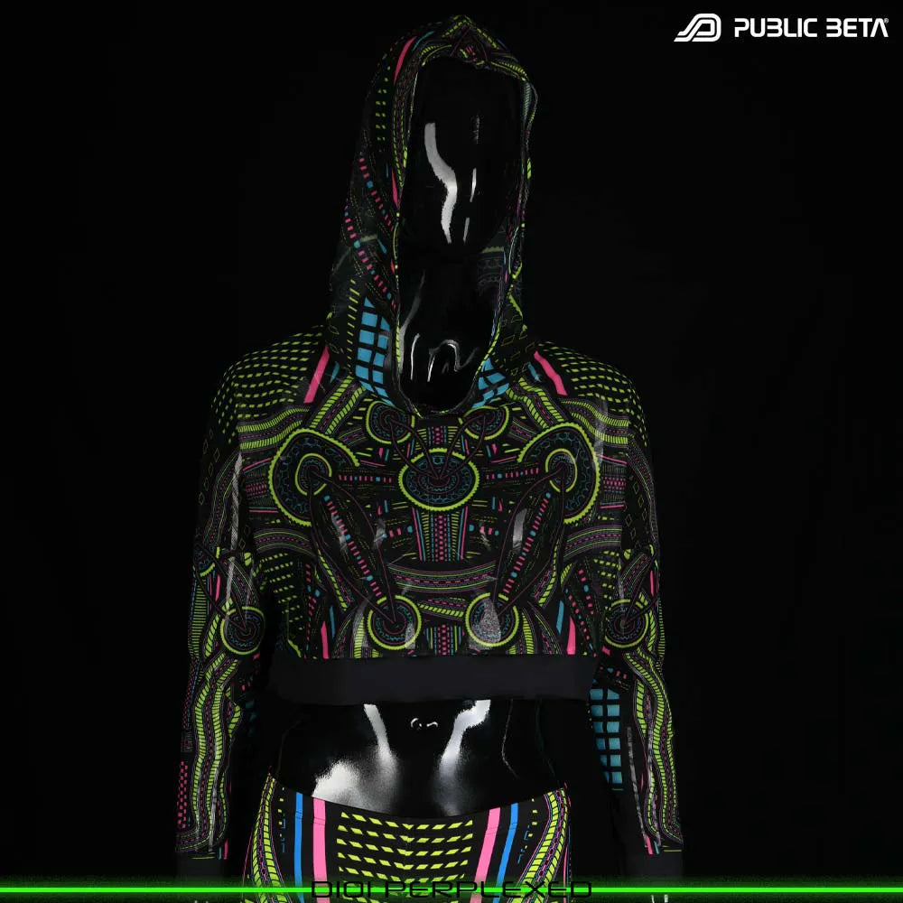 Perplexed D101 UV /Glow in Blacklight Hooded Mesh Top