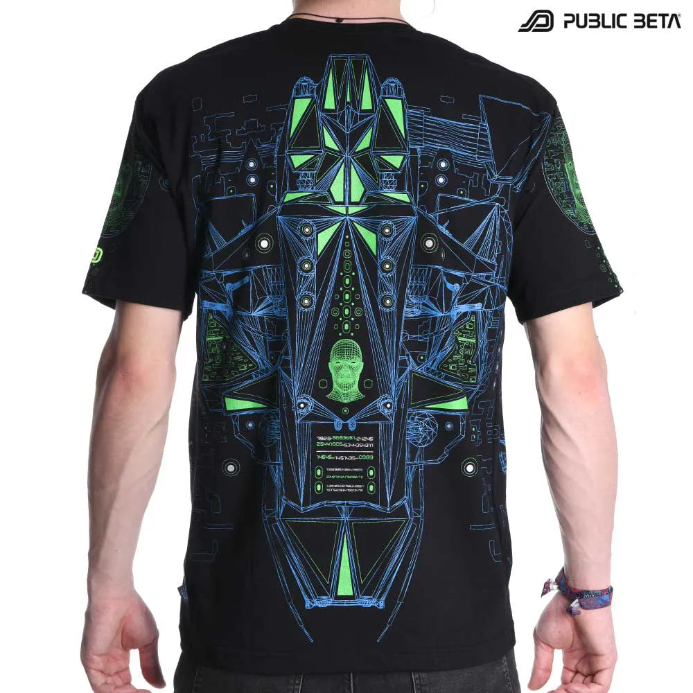 T-shirt with futuristic UV-reactive graphics 