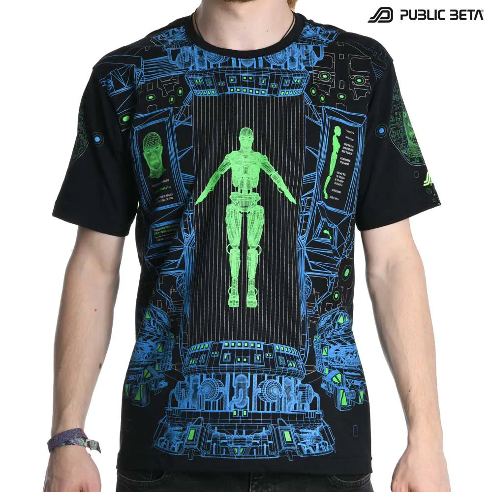 T-shirt with futuristic UV-reactive graphics 