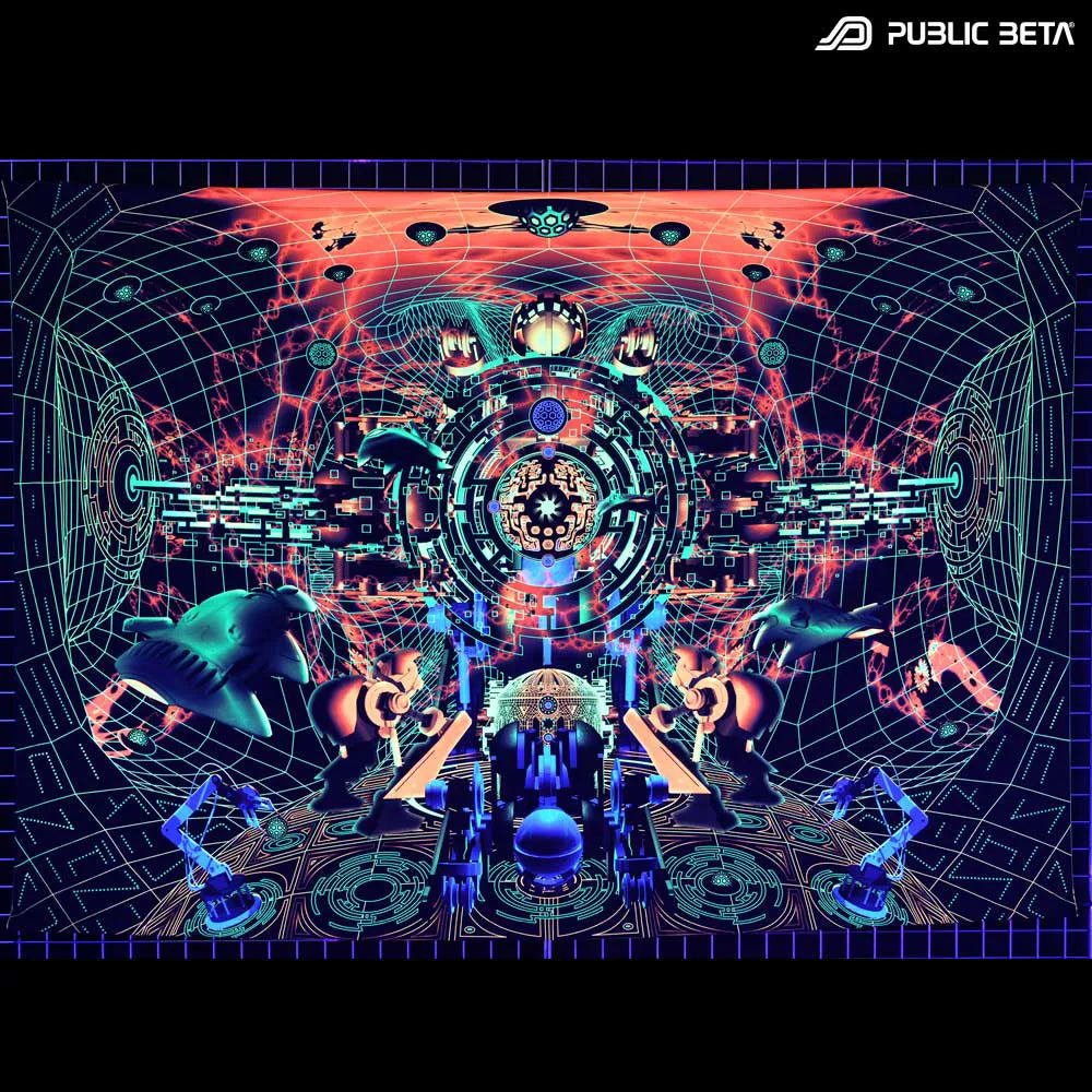 glow in blacklight art printed tapestry