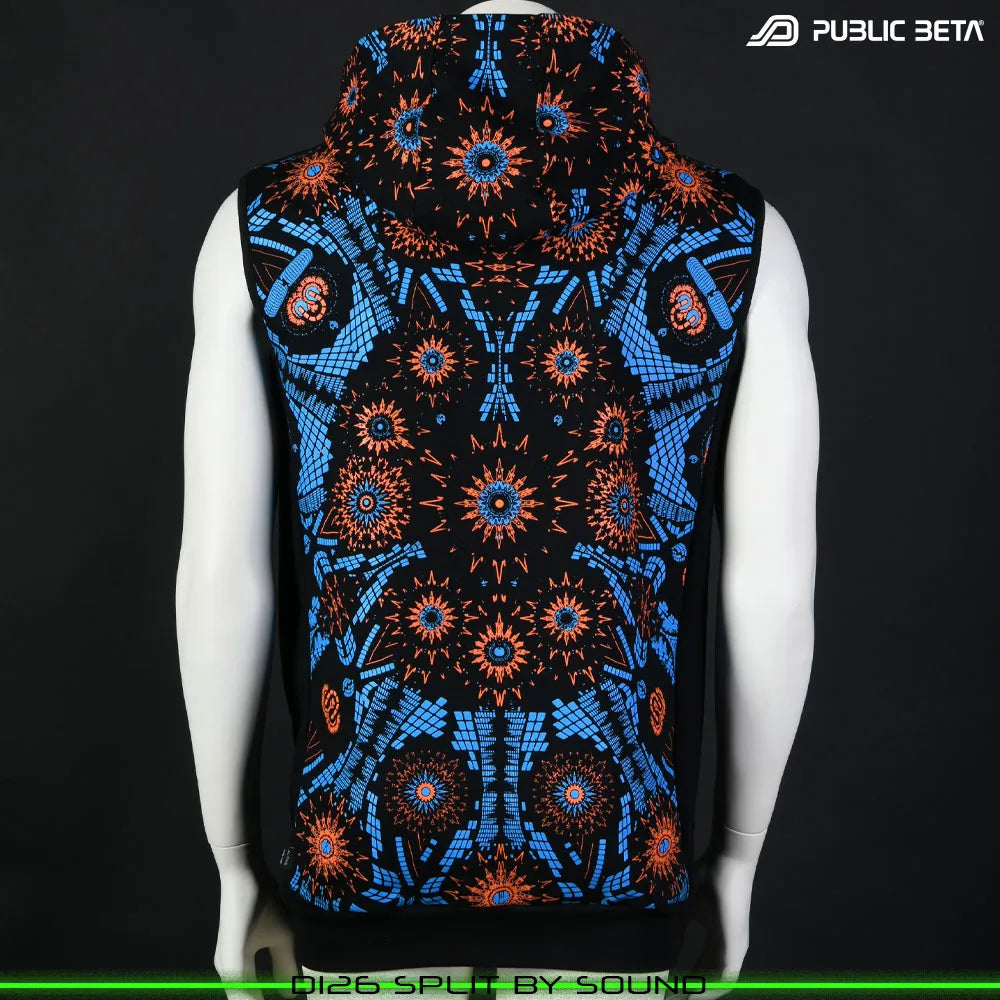 Split by Sound D126 UV /Glow in Blacklight Hooded Zip Vest