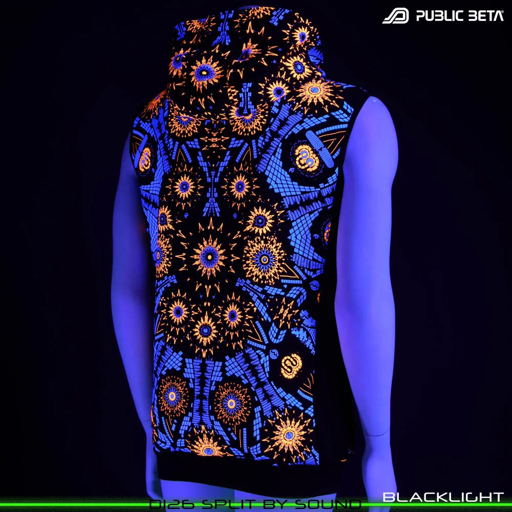 Split by Sound D126 UV /Glow in Blacklight Hooded Zip Vest