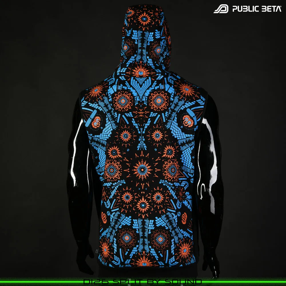 Split by Sound D126 UV /Glow in Blacklight Hooded Zip Vest