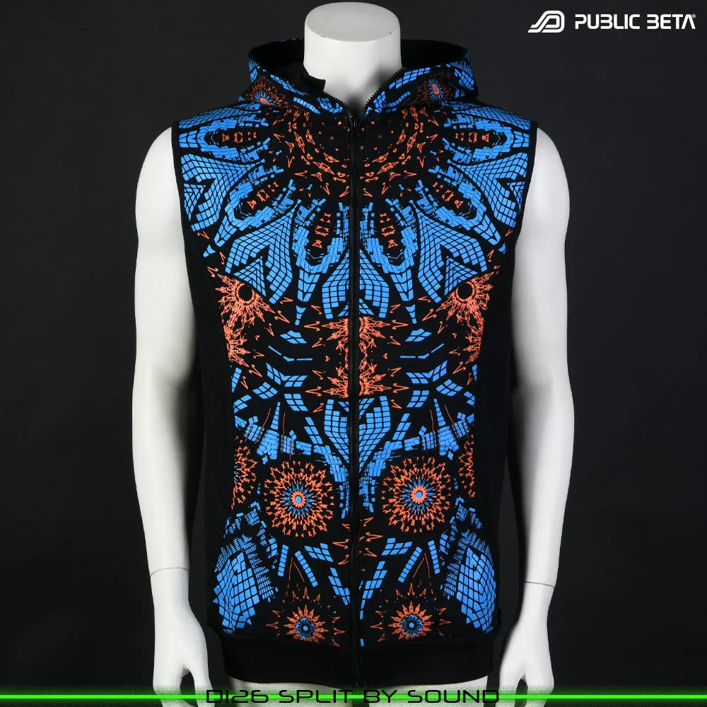 Split by Sound D126 UV /Glow in Blacklight Hooded Zip Vest