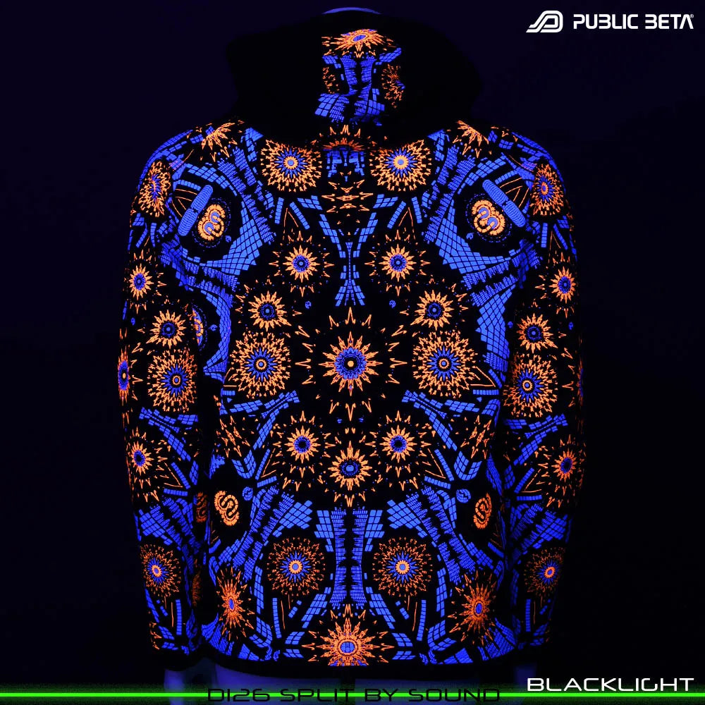 Split by Sound D126 Hooded Sweater / Glow in Blacklight Psywear