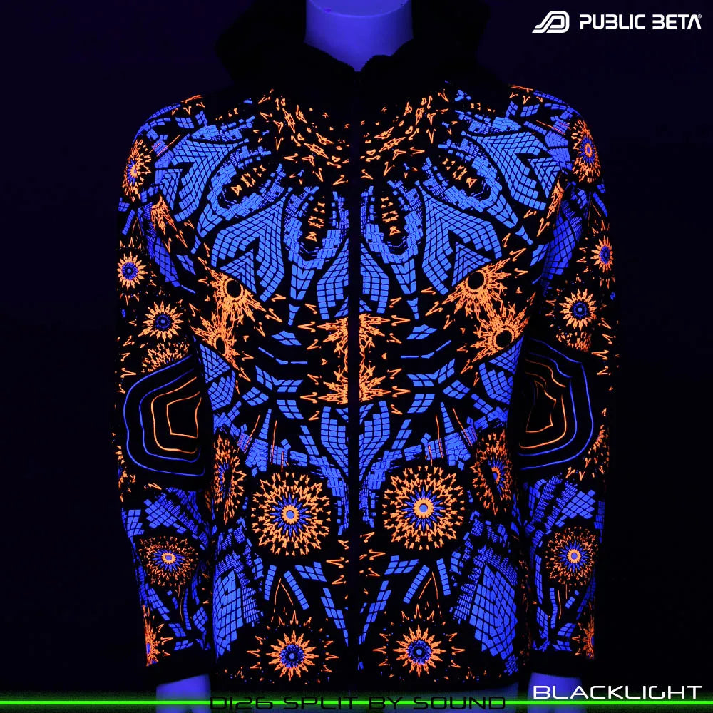 Split by Sound D126 Hooded Sweater / Glow in Blacklight Psywear