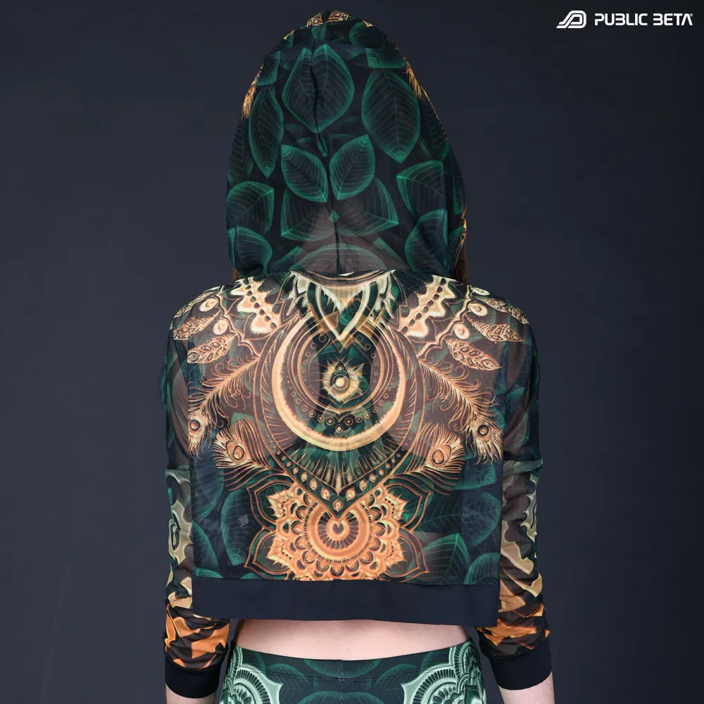 Hooded Top with uv reactive psychedelic art printed graphics