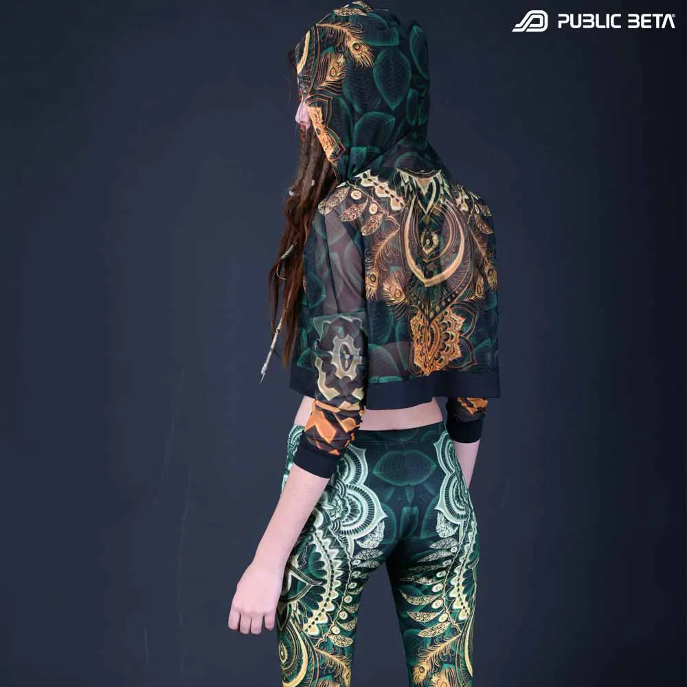 Hooded Top with uv reactive psychedelic art printed graphics