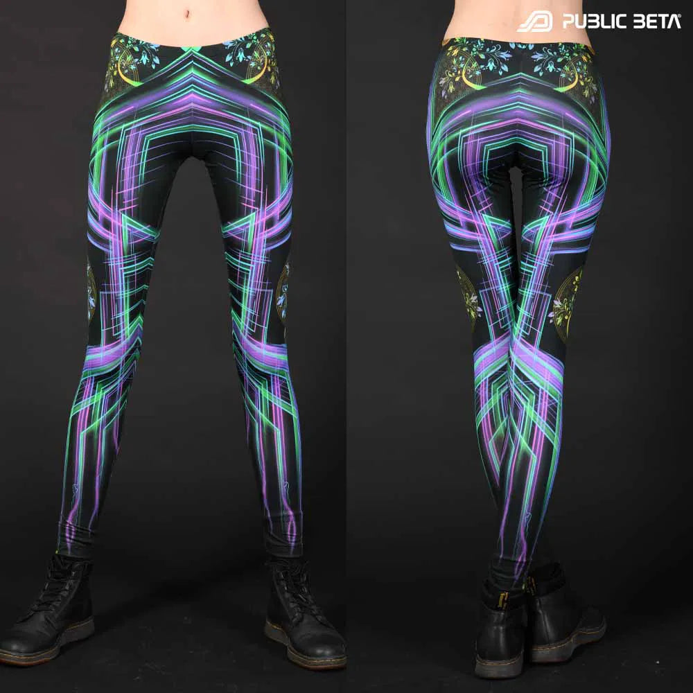 Leggings with UV-reactive psychedelic print 