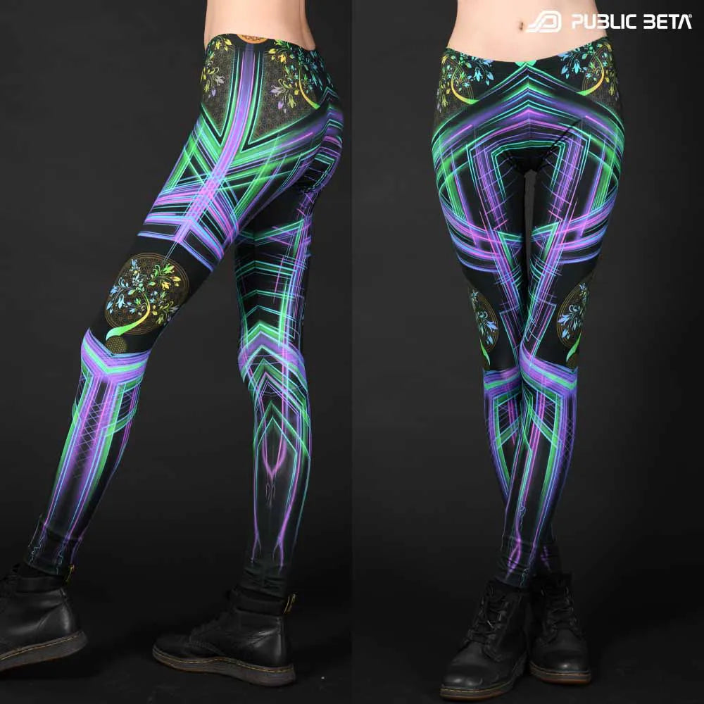 Leggings with UV-reactive psychedelic print 