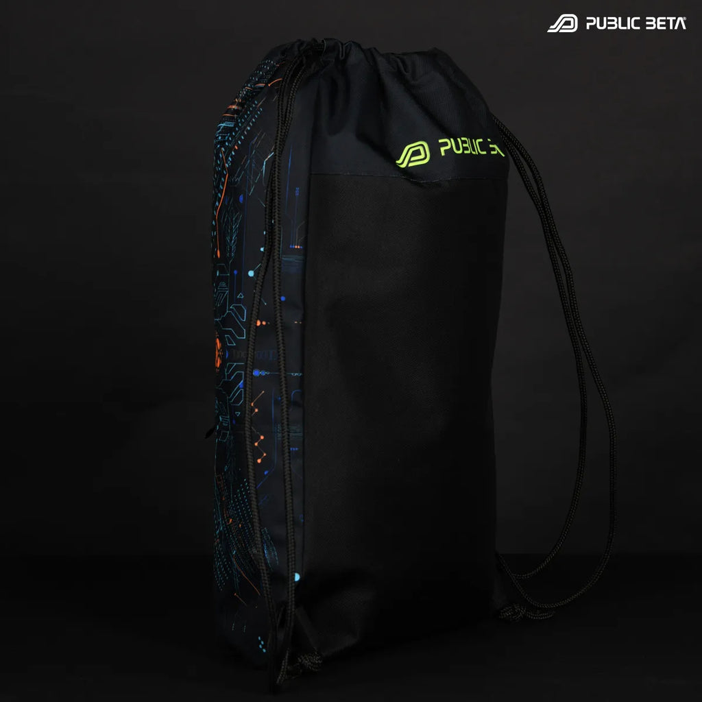 Drawstring bag with uv reactive psychedelic art print