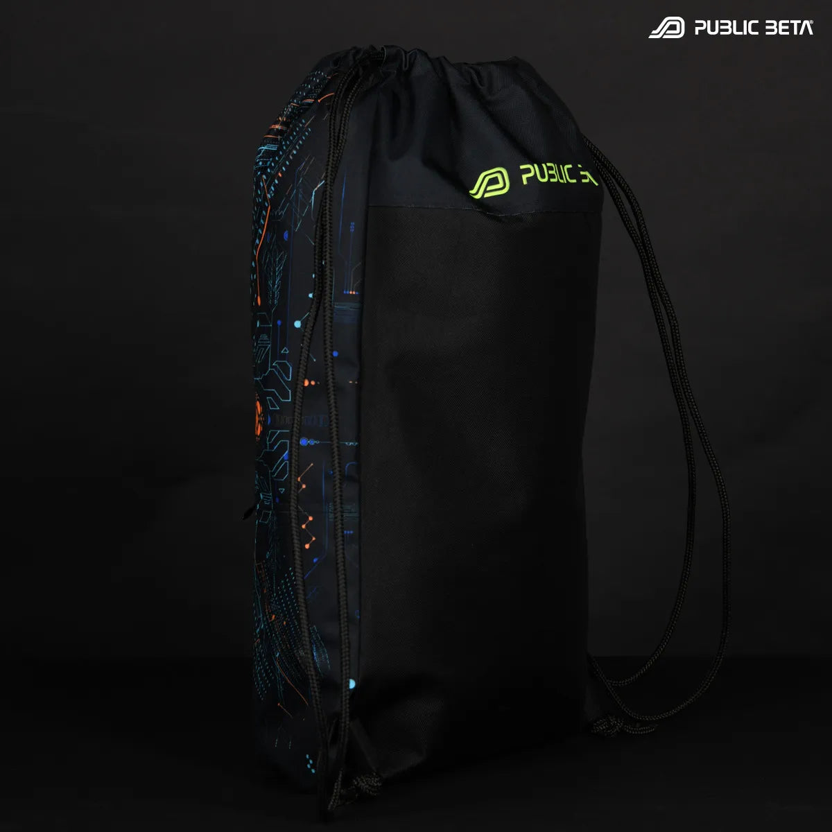 Drawstring bag with uv reactive psychedelic art print