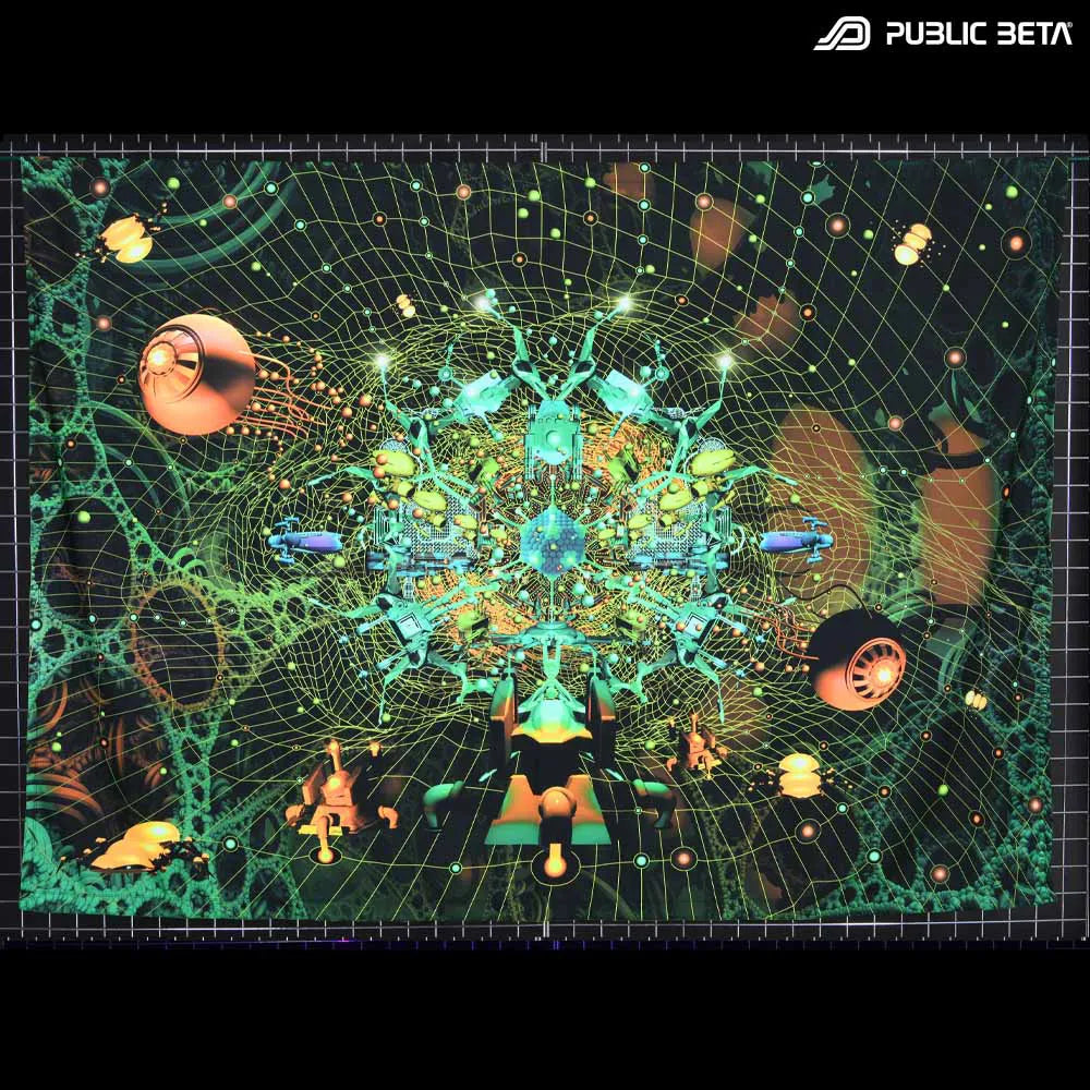 Neurotunnel D147 Blacklight Active Psyart Tapestry