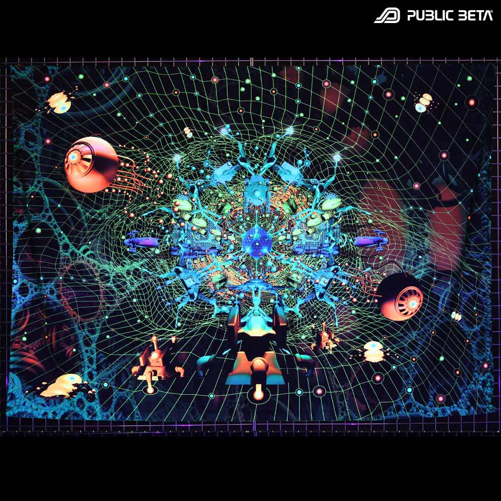glow in blacklight art printed tapestry