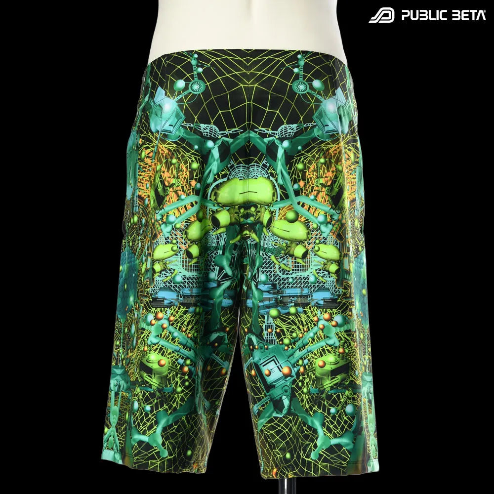Boardshorts with UV-reactive psychedelic print 