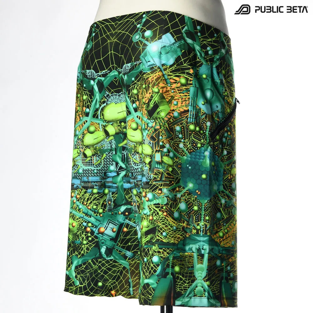 Boardshorts with UV-reactive psychedelic print