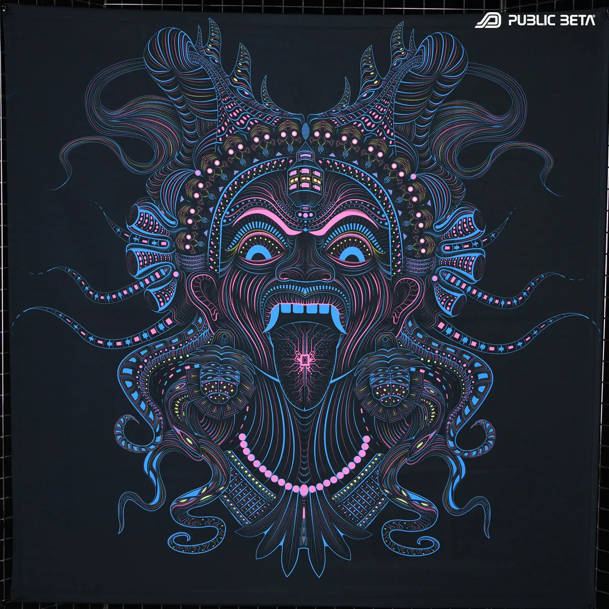 Wallhanging with UV reactive psychedelic art print