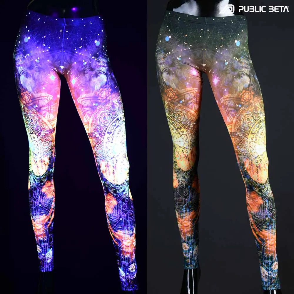 Glow in Blacklight Leggings with Digital Print 