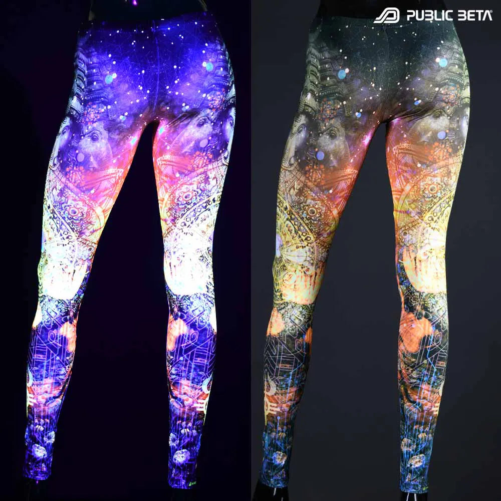 Glow in Blacklight Leggings with Digital Print 