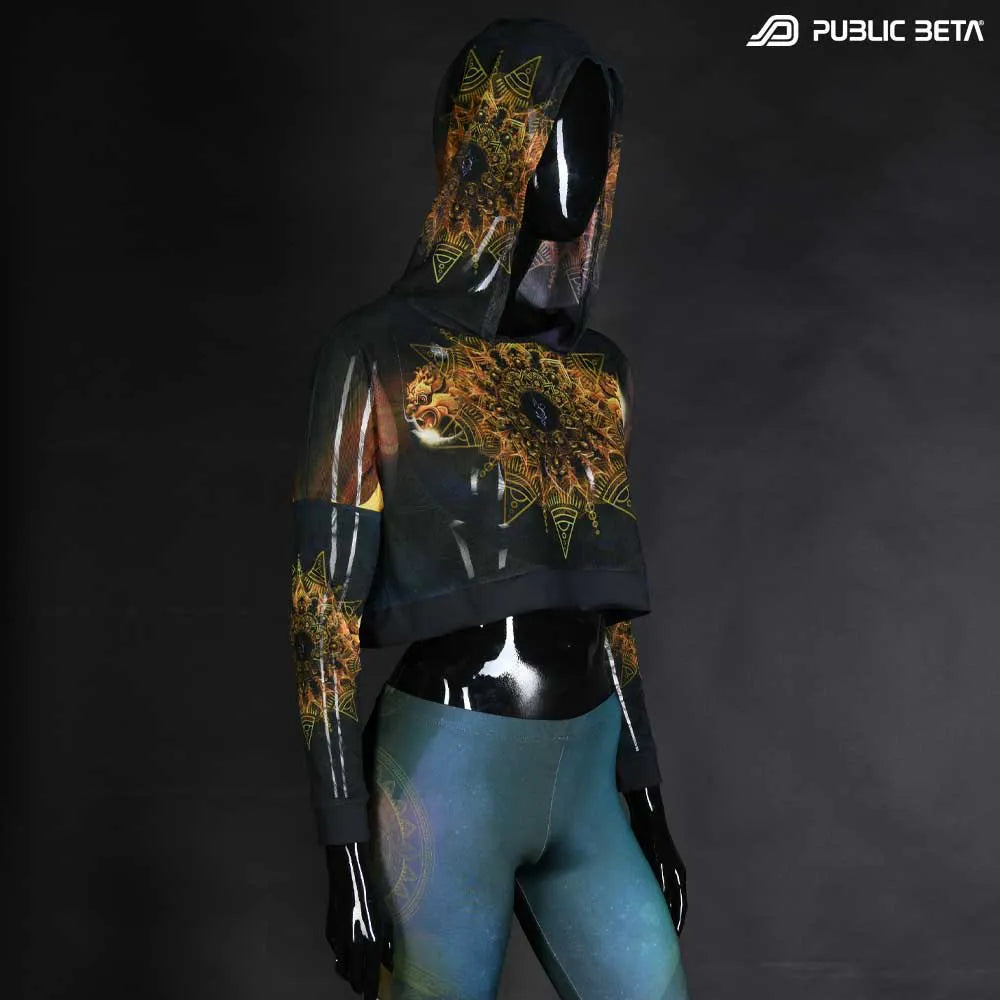 Shigatorii D155 /Glow in Blacklight Hooded Mesh Top