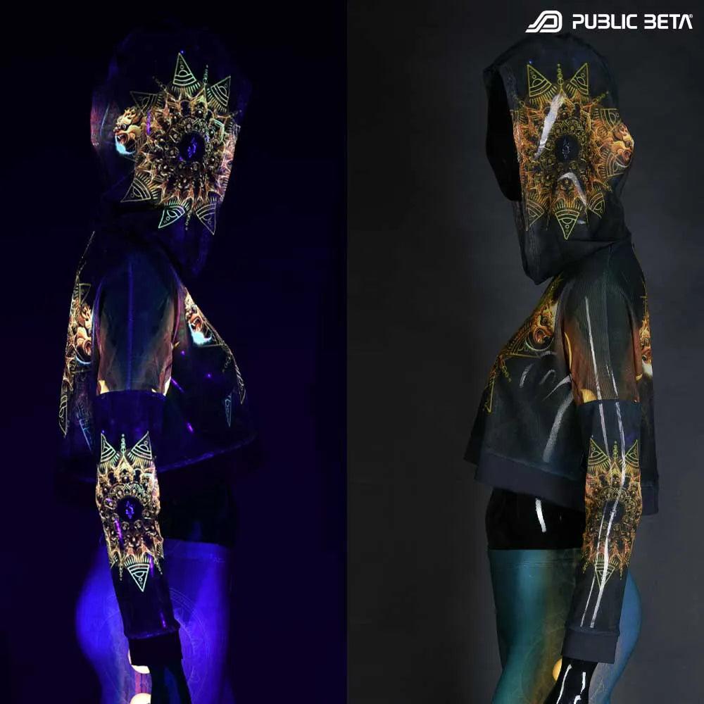 Shigatorii D155 /Glow in Blacklight Hooded Mesh Top