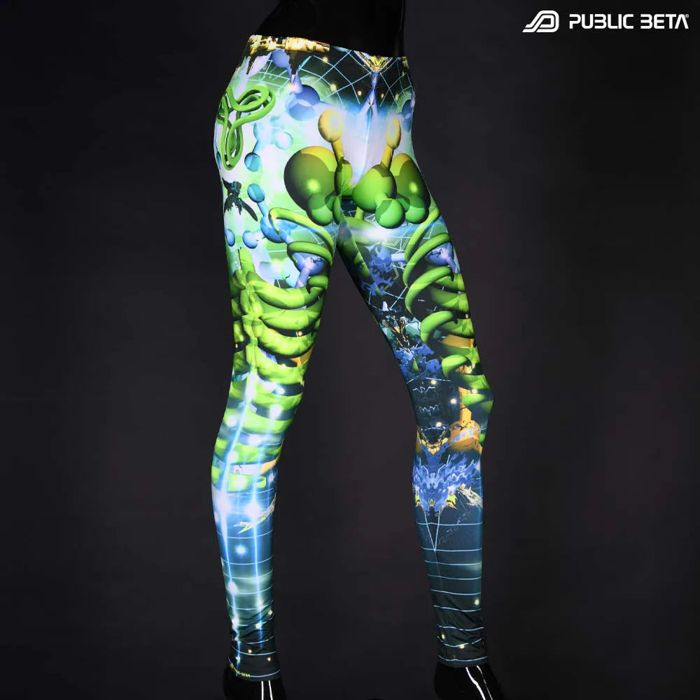 Leggings with UV-reactive futuristic print 