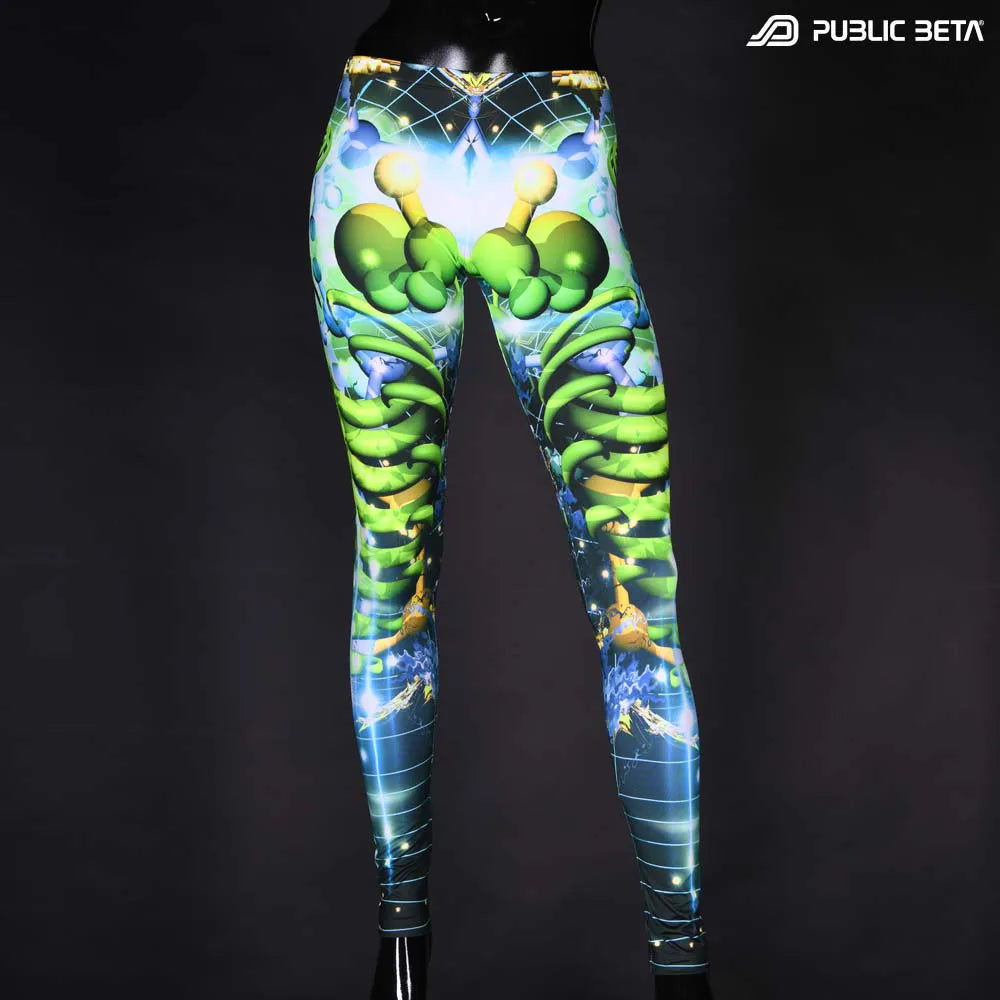 Leggings with UV-reactive futuristic print 
