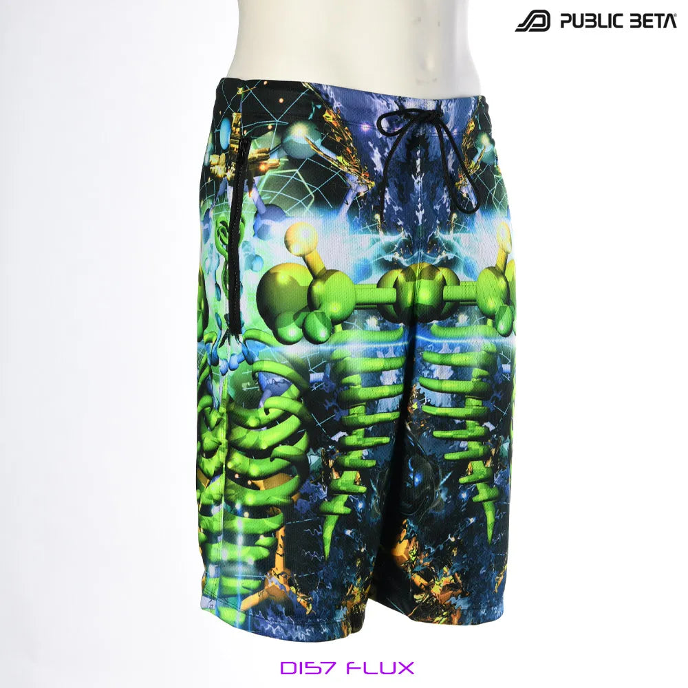 Boardshorts with UV-reactive psychedelic print 