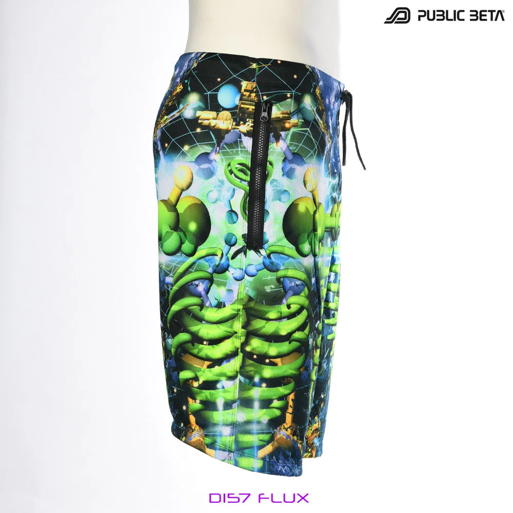 Boardshorts with UV-reactive psychedelic print 