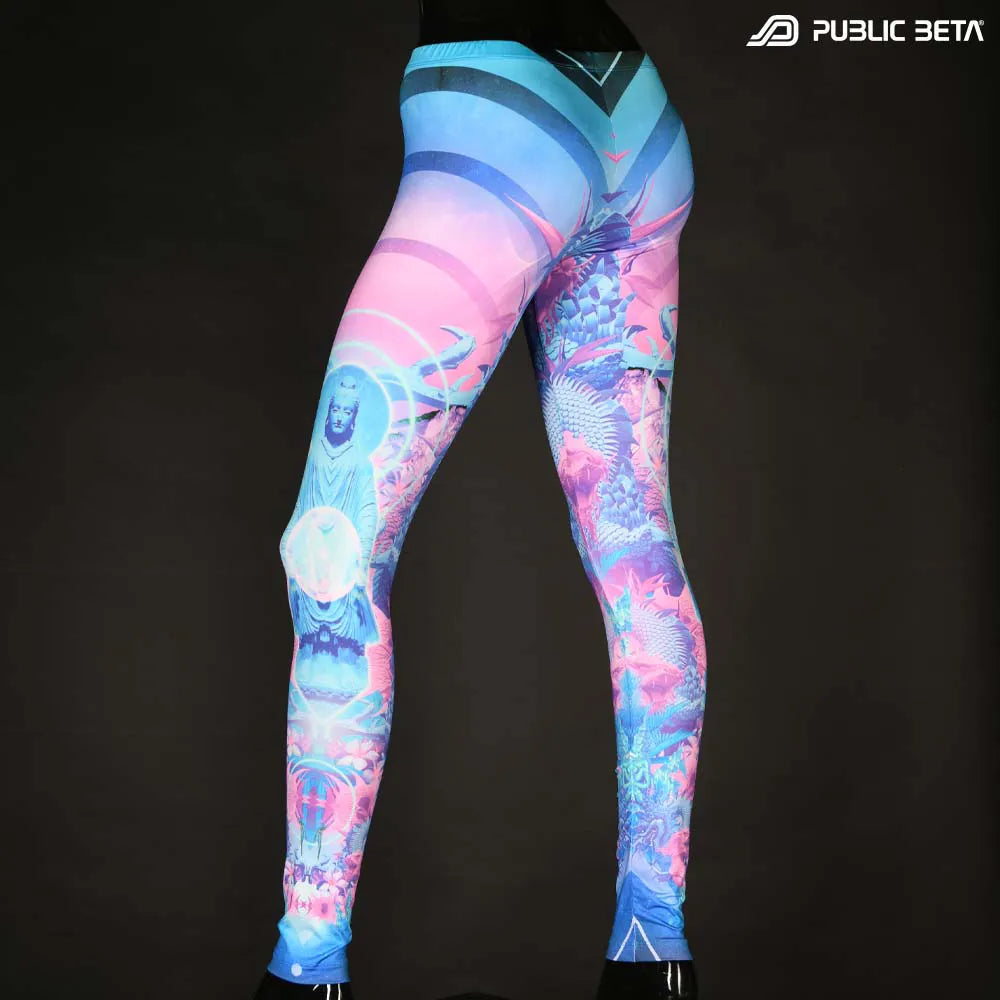 Leggings with UV-reactive psychedelic print 