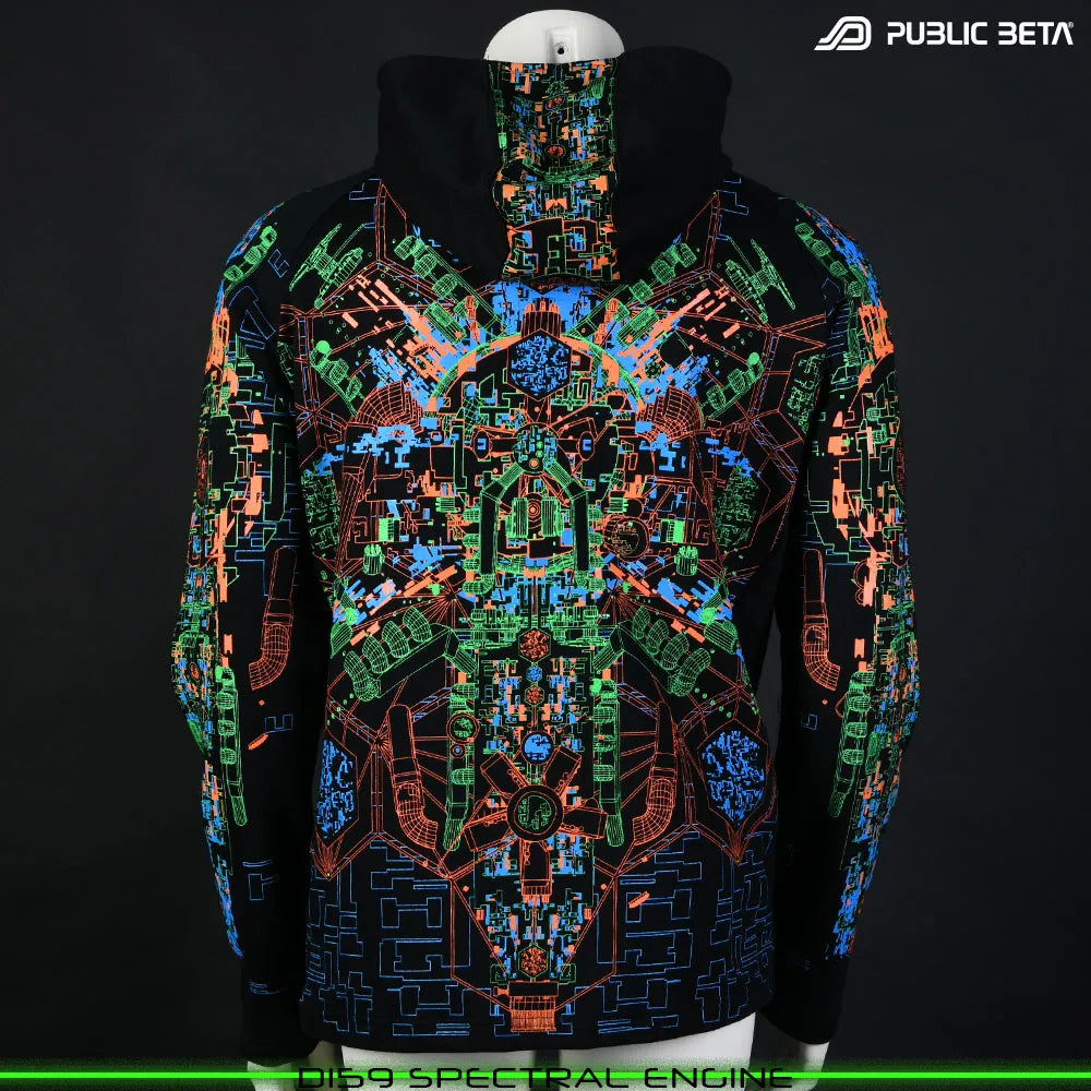 Spectral Engine D159 UV  Hooded Sweater / Glow in Blacklight Psywear