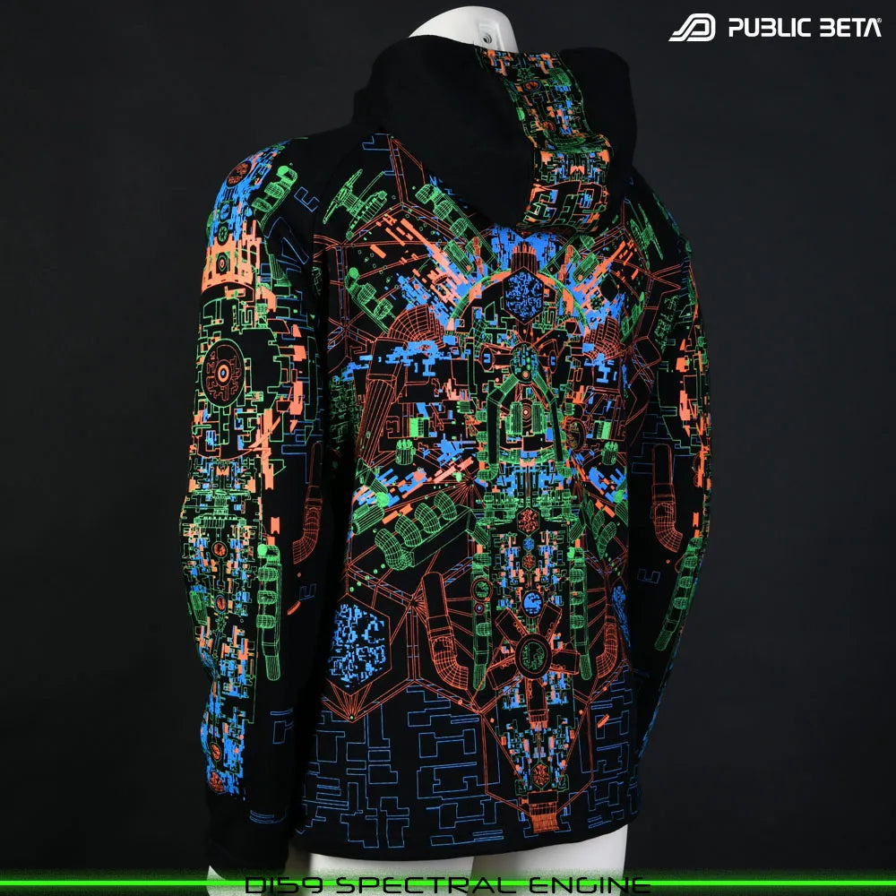 Spectral Engine D159 UV  Hooded Sweater / Glow in Blacklight Psywear