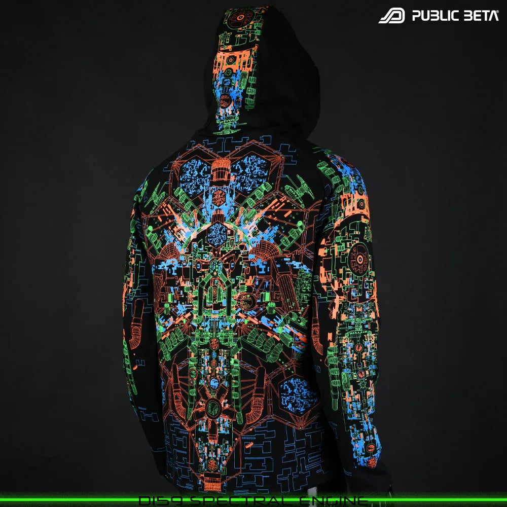 Spectral Engine D159 UV  Hooded Sweater / Glow in Blacklight Psywear