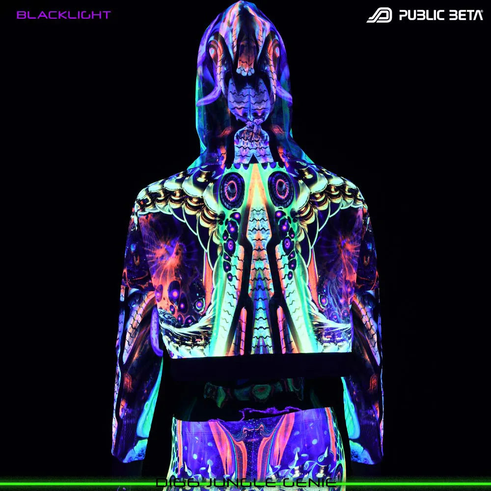 JungleGenie D166 /Glow in Blacklight Hooded Mesh Top