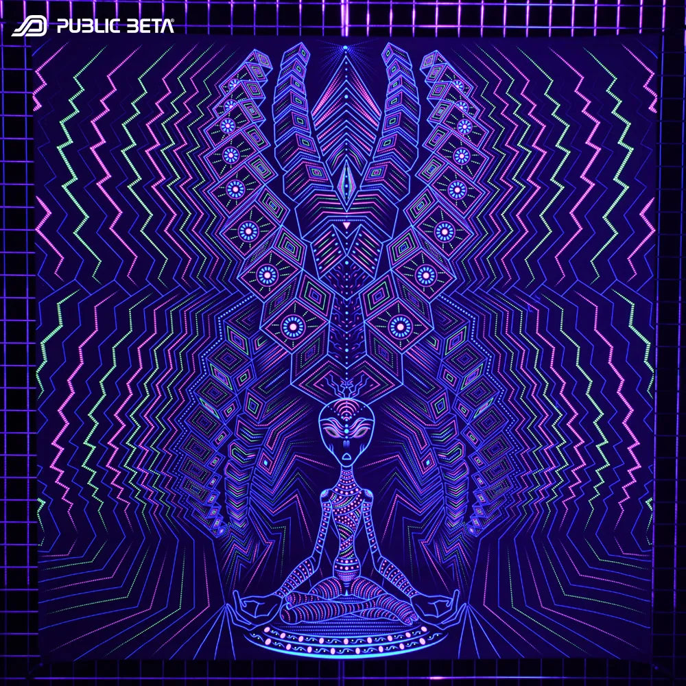 Blacklight Art Wallhanging / Alien Meditation D168