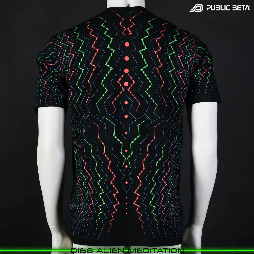 back of a ith UV-reactive psychedelic art print, photographed in natural light