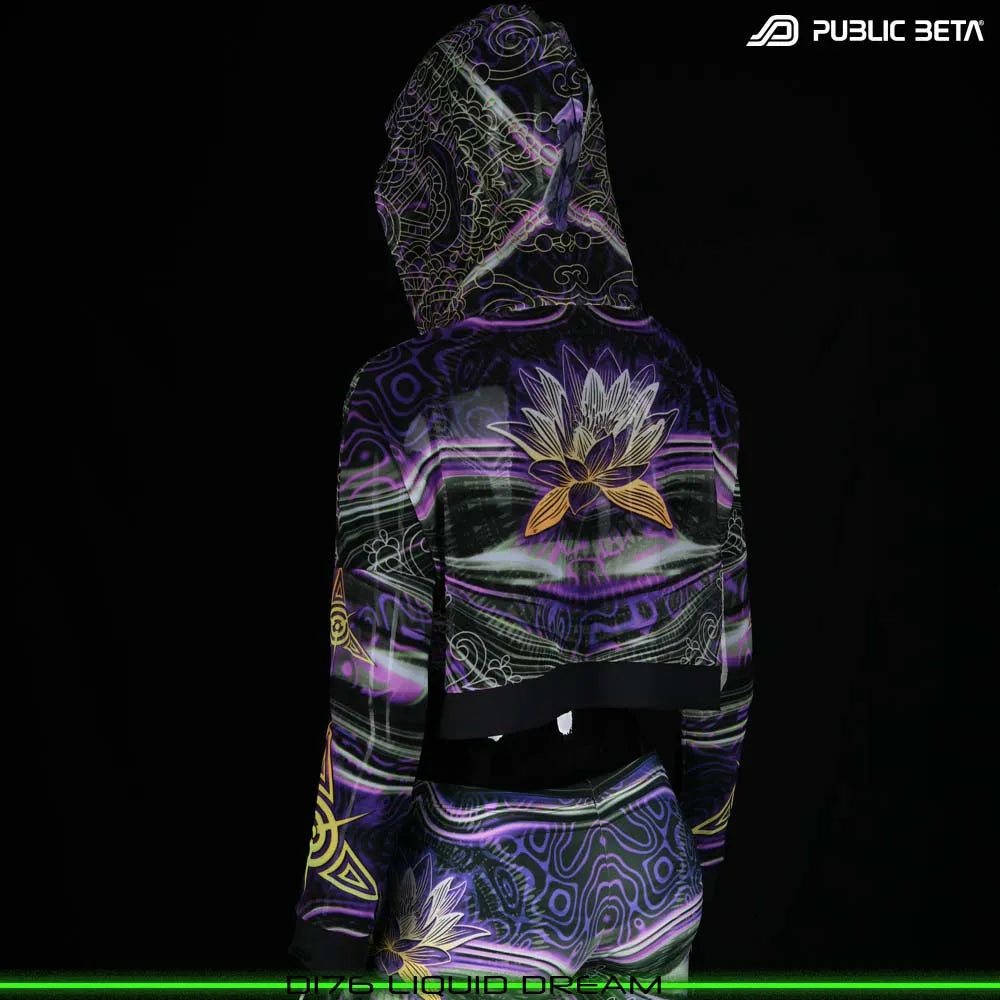 Liquid Dream D176  /Glow in Blacklight Hooded Mesh Top