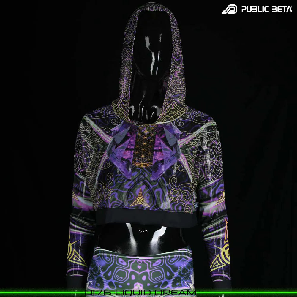Liquid Dream D176  /Glow in Blacklight Hooded Mesh Top