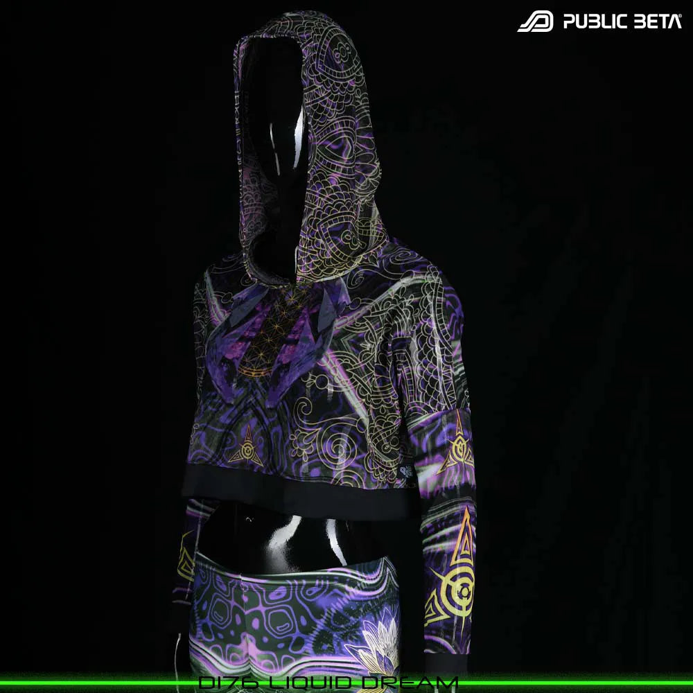 Liquid Dream D176  /Glow in Blacklight Hooded Mesh Top