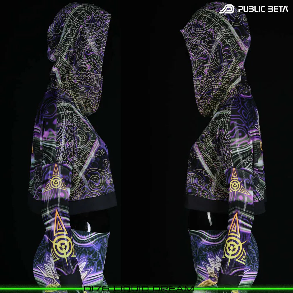 Liquid Dream D176  /Glow in Blacklight Hooded Mesh Top